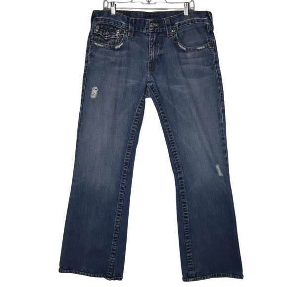 True‎ Religion Billy Jeans Distressed Denim Bootcut Jeans Size 34x33 - Picture 1 of 5